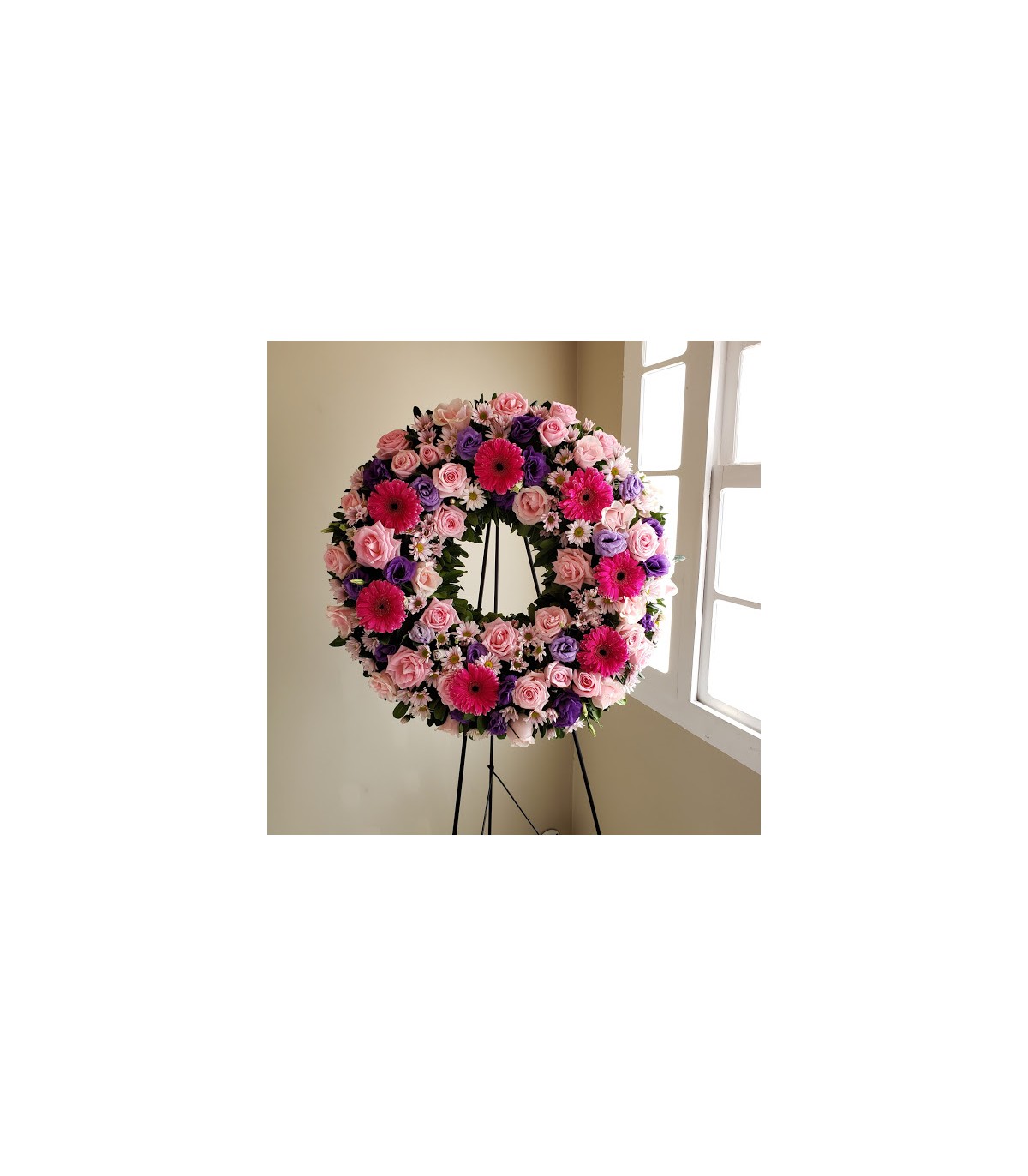 Corona de flores pastel, 20x20 cm, flor seca pastel, corona de