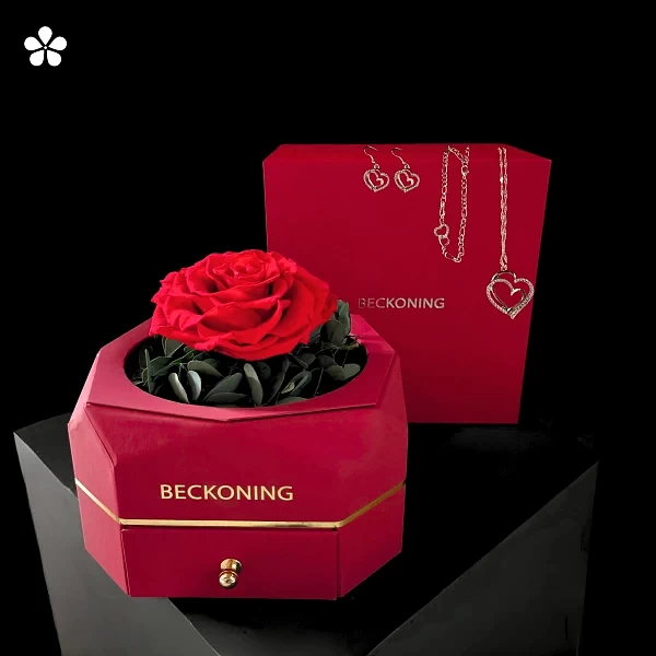 Rosa eterna roja - estuche con joyería