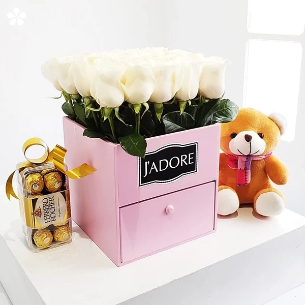 Combo romántico A3 - rosas, osito y chocolates