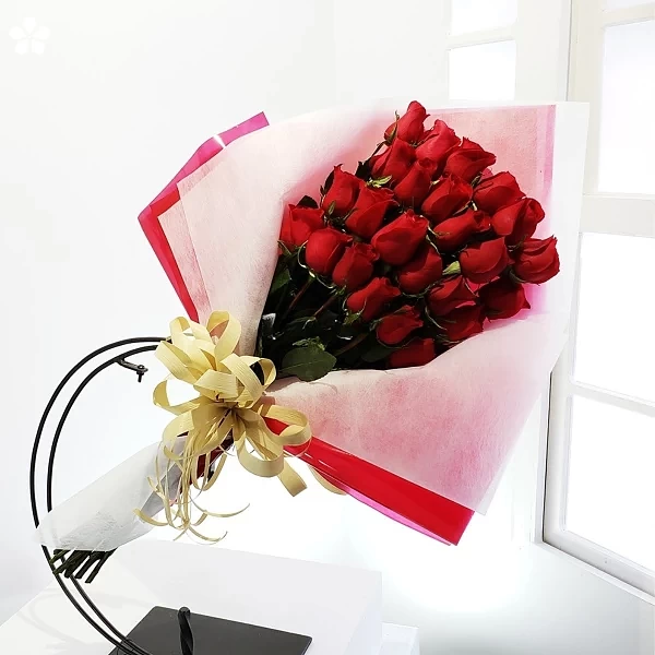 Cascada roja - ramo de 24 rosas premium