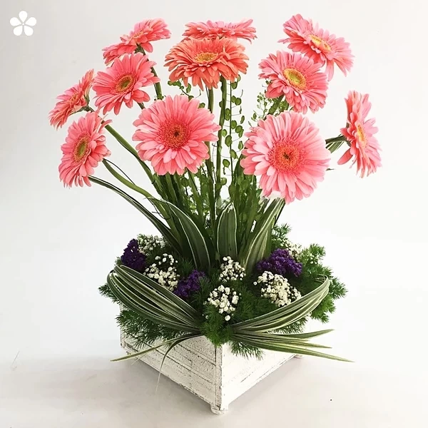 Soft harmony - centro vintage con gerberas