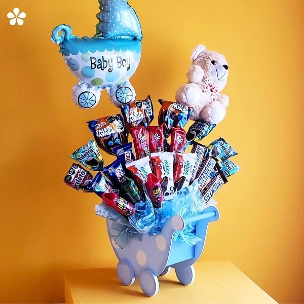 Bienvenido Campeón - carreola azul con dulces