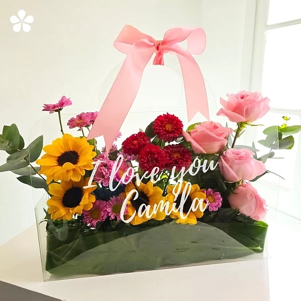 Rayo de Alegría - Girasoles y Rosas en Bolsa Handbag