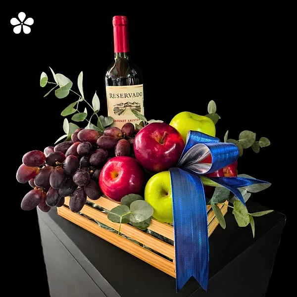 Canasta Gourmet de Frutas y Vino Premium